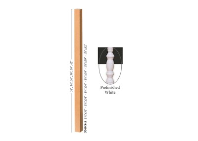 5360 Baluster Red Oak/Poplar Pre-finished White rail spindles 1.75''x1.75'' 36-42''