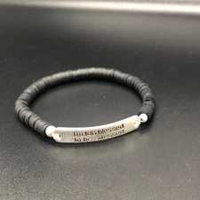 I’m too blessed to be stressed Black Clay Bead Elastic Stretch Bracelet-Handmade