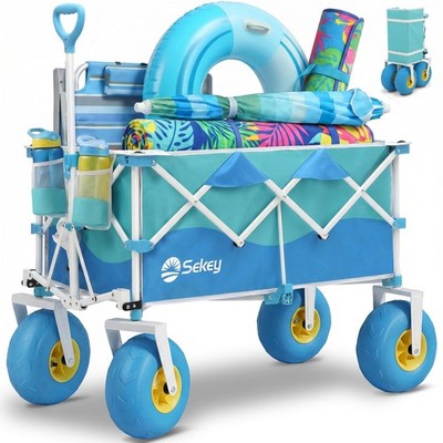 Beach Wagon 600lb Capacity 200L Foldable Cart Sand Proof Wheels Sekey Heavy Duty