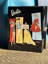 Barbie Doll Case Carrying Wardrobe Trunk BLACK Mattel Ponytail Vintage 1961 