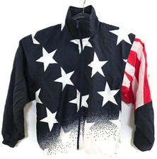 Vintage USA Basketball Jacket Mens Red White Blue Stars Stripes Warm Up 90s