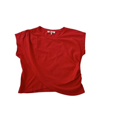 Ole by Koton Red Asymmetrical Draped Cap Sleeve Top Size M 100% Cotton