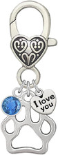 Pet Memorial Charm for Wedding Bouquet with Something Blue for Bride Crystal Gem