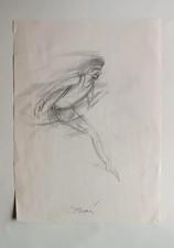 dibujo a lápiz de PIETRO SORIANI, boceto de un atleta, corredor, corredor