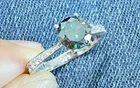 1 Ct Deep Blue 925 Sterling Silver Moissanite Ring Round Cut Pave Band Size 7