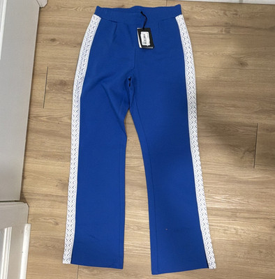 THE UPSIDE Bahia Petra Flare Pants Blue White Geometric Women's Size S