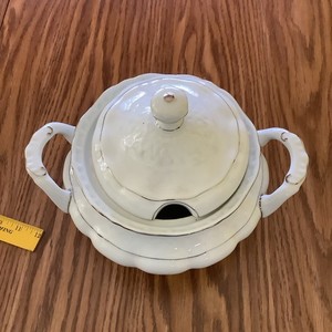 S.Paulo Remi platinum Trim Tureen w/ Lid & Handles approximately 70 years old.