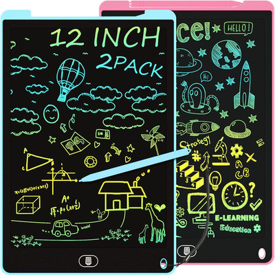 Bunte LCD Schreibtafel, 2 Pack 12 Zoll Schreibtablett Für Kinder Und Erwachsene,