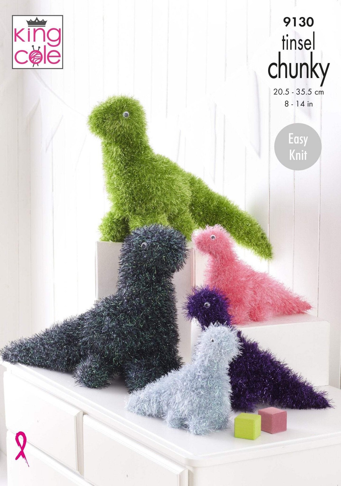 King Cole 'Easy Knit' Novelty Toy Dinosaur Knitting Pattern 9130 - Tinsel Chunky