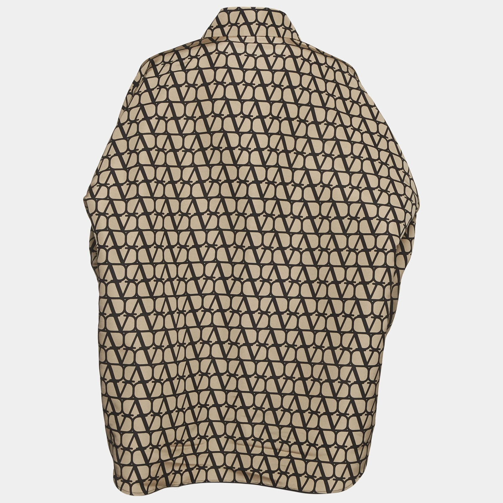 Valentino Beige Icongraphe Printed Silk Oversized Shirt Shorts XL thumbnail 4