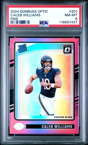 2024 PANINI DONRUSS OPTIC PINK #201 CALEB WILLIAMS ROOKIE RC PSA 8