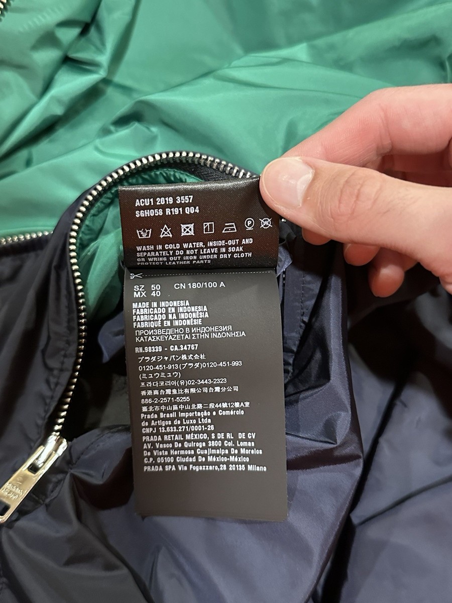 Prada Nylon Triangle Logo Reversible Navy / Green Zip Jacket | eBay