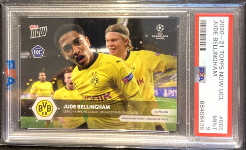 Jude Bellingham 2020-21 Topps Now UCL #065 Rookie Card PSA 9