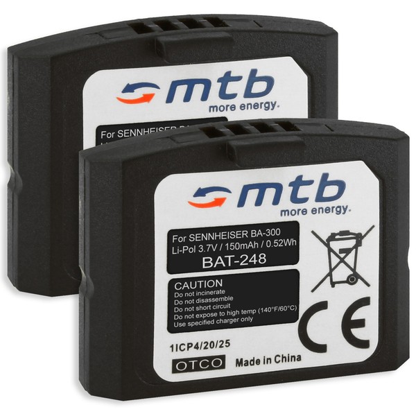 2X Akku BA300, BA-300, BA 300 FüR Sennheiser RI 410 (Is 410), RI 900 (Set 900)-image