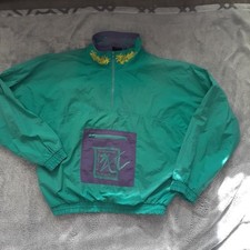 Vintage Teal W/Purple "For All Conditions" Nylon Windbreaker Size Large 1990s