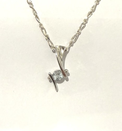 Silver Necklace Hallmarked 925 | Abstract Pendant Blue Stone 6.51grams Size 50cm