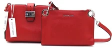 NEW Authentic MICHAEL KORS BOND Pebbled Leather MD Messenger Bright Red 2in1 Bag