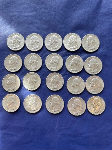 20 1964 D Washington Quarters 90% Silver AU Very Nice Set
