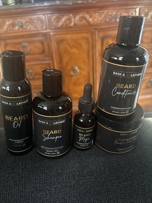 Bask & Lather Beard Care New Sealed 5pc Set