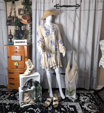 Free People Estella Embroidered Boho Dress MEDIUM Pre-owned