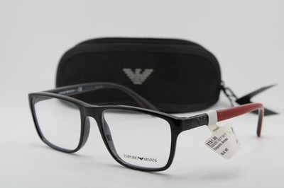 NEW EMPORIO ARMANI EA 3091 5017 BLACK RED AUTHENTIC FRAMES EYEGLASSES 55-17