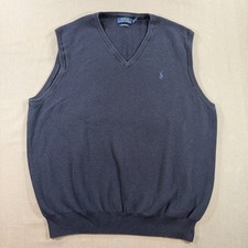 Polo Ralph Lauren Pima Cotton Sweater Vest Mens 2XL Blue Pullover V Neck Knit