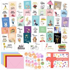 50 Pack Assorted Birthday Cards with Envelopes 4 x 6 x 0.04 inches, Colorful