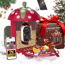 Smart Bird Feeder with Camera Solar Powered for Outdoors,AI Identifies Red 