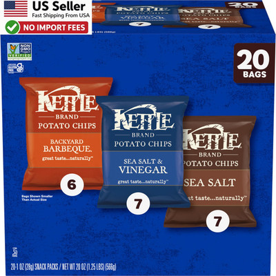 Kettle Brand Potato Chips Variety Pack 1 Oz Bags 20 Ct Snack Assortment FROM USA