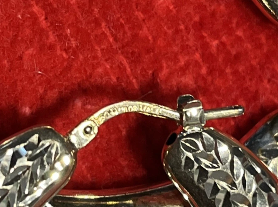 Винтажные серьги из чистого серебра 950 Милан Италия большие овальные бриллиантовая огранка 1 7/8 дюйма L - Изображение 3 из 4