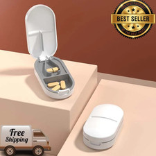 New PILL CUTTER Splitter Half Storage Compartment Box Medicine Tablet Holder