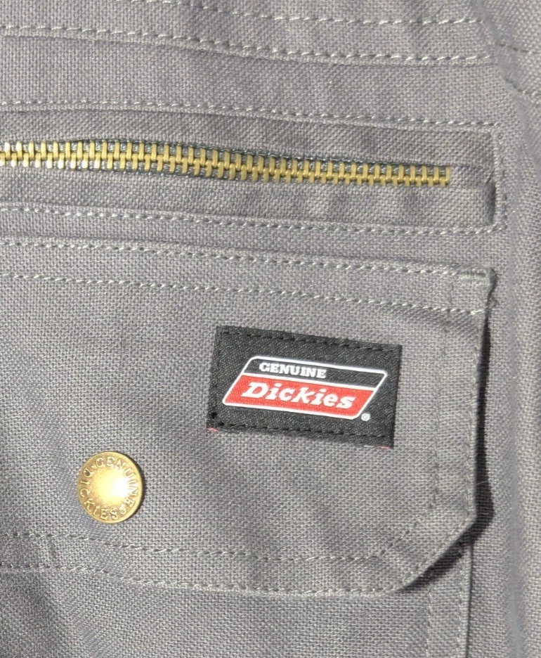 Dickies Canvas Work Jacket Fleece Lined Sz 3XL (54-56) Grey Hood Zip Snap Close - Image 3 of 4
