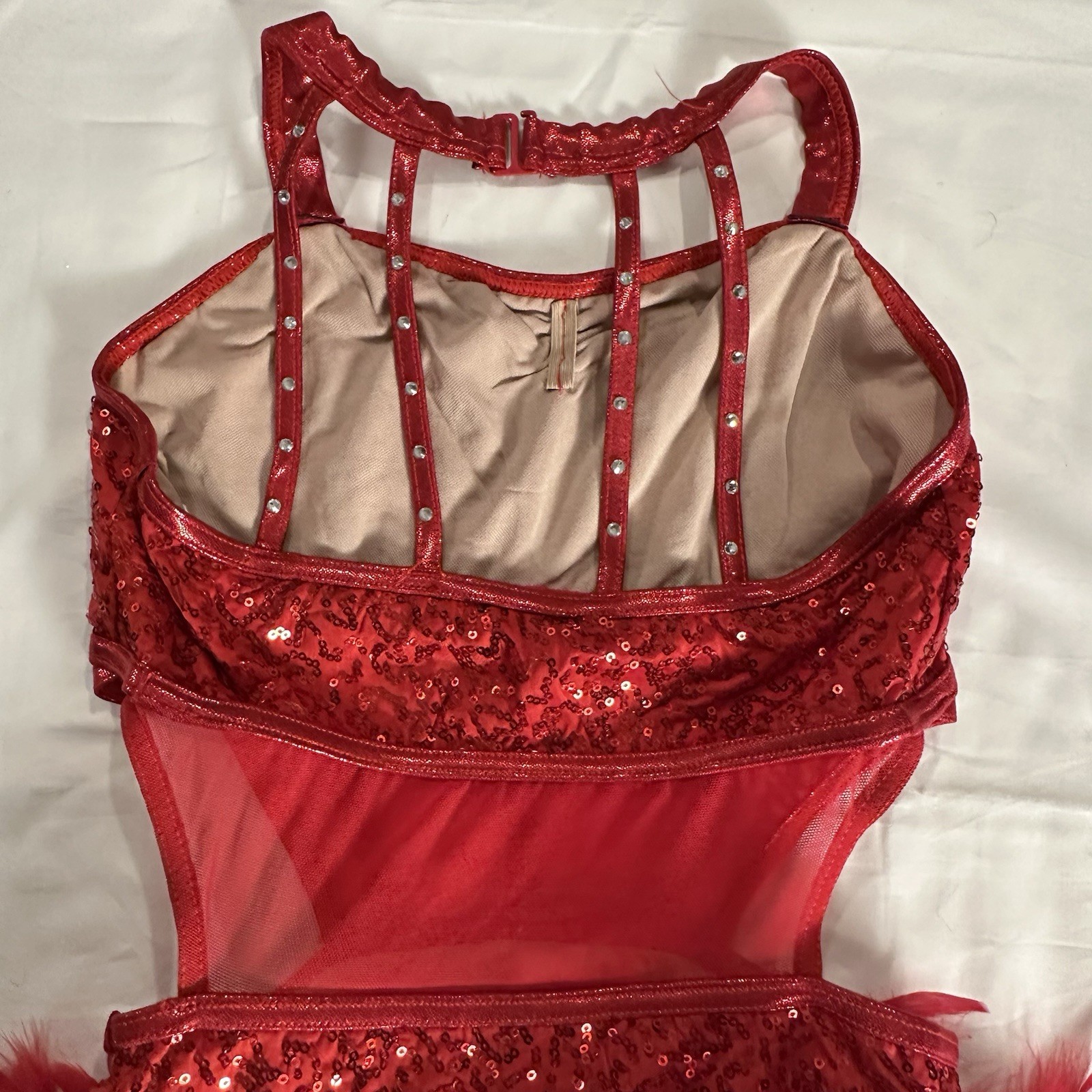 Balera Performance Strappy Red Sequin Leotard Fea… - image 11