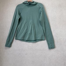 Brooks Pullover Womens Large Green Hooded 1/4 Zip Thermal Running Athletic Top