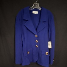 Vintage St. John Collection Sapphire Wool Blend Blazer Long Sleeve Size 12
