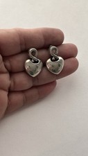925 Sterling Silver Heart Dangling Earrings