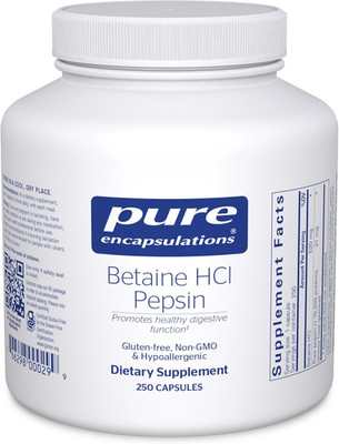 Pure Encapsulations Betaine HCl Pepsin, Digestive Support, 250 Capsules