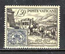 VATICAN Sc#155 1952 1st Vatican Stamp Centenary MNH