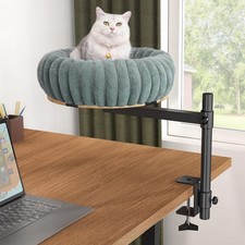 Cat Desk Bed Elevated Cat Desk Perch Rotating  Adjustable Desk Mounted Nest,...