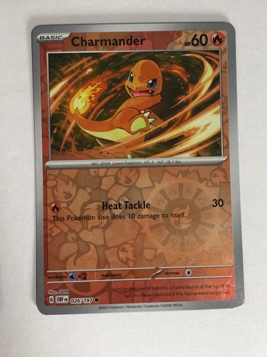 Pokemon TCG Obsidian Flames Reverse Holographic Charmander 026/197 Near Mint