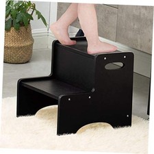 Black Wooden Toddler Step Stool  2 Steps  Bathroom Sink Potty  Turtle Sink