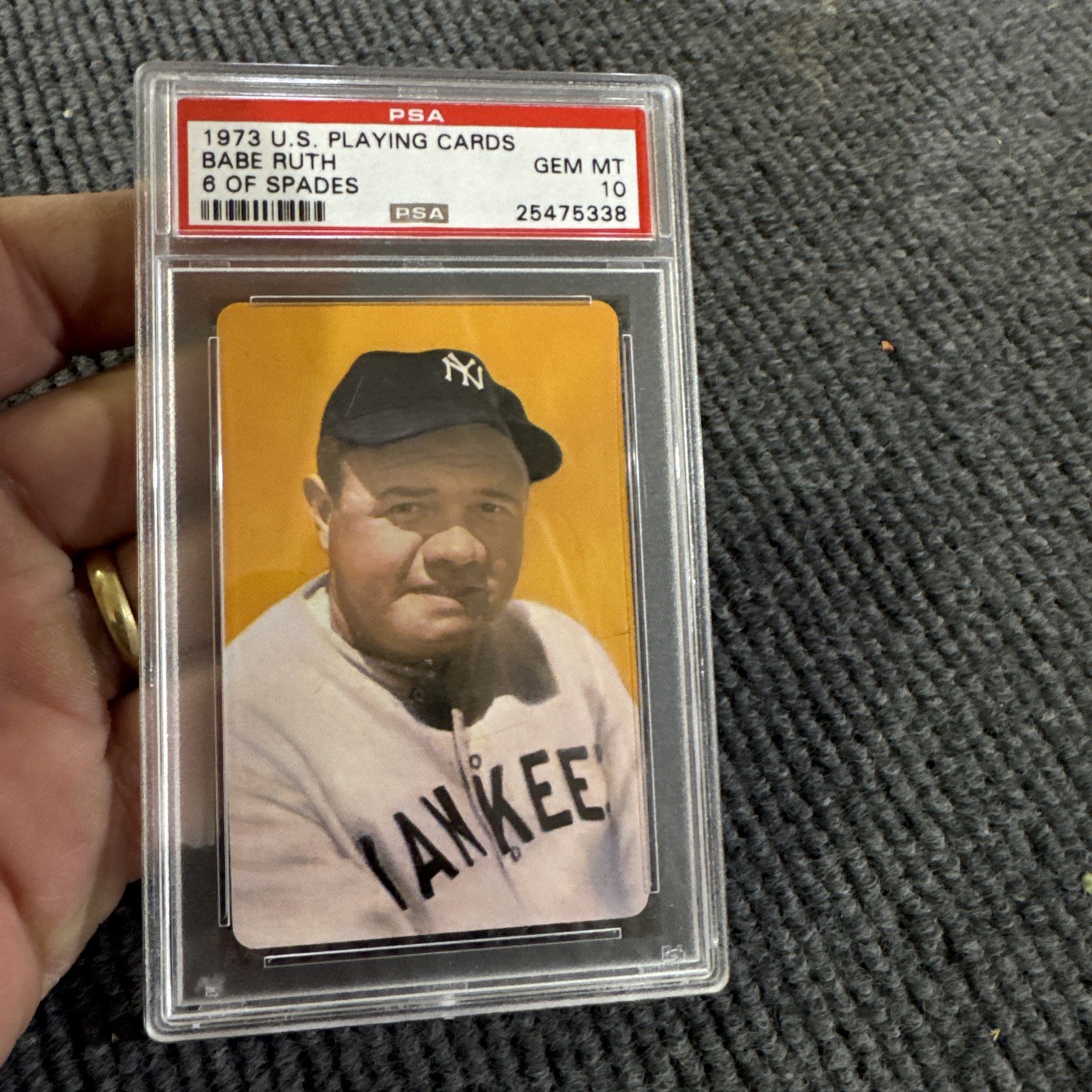Babe Ruth Playing Card PSA 10 Gem Mint New York Yankees 1973 Vintage Baseball NY view 3