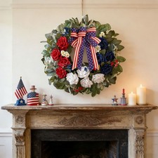 Patriotic Wreath Red White Blue for National Celebrations 40cm 45cm 50cm