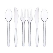 Green Direct Clear Plastic Utensils Set - 300 Pack Forks and Spoons Disposabl...