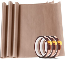 3 hojas teflon 12x16in y 3 cintas termicas 10mmx33m para sublimacion y plancha