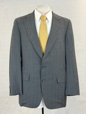 Paul Stuart USA Mens Dark Gray Striped 100 Wool Blazer 42L 895 Two Button Vint
