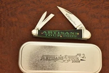 CASE XX USA SEAHORSE WHITTLER KNIFE BERMUDA GREEN BONE ARTISANS TOUR 2009 (29318
