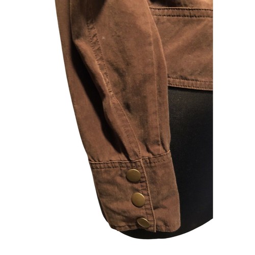 Cuff Closure Jacket Cache Brown Stretch Tencel Silk Metal Snap Closure Cuffs Top Jacket New ...