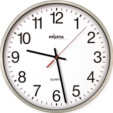 Wanduhr Quarzuhr Kunststoff silber D.250mm 1,5V arabische Zahlen PEWETA Uhr