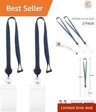 Multi-Purpose 2-Pack Retractable Badge Reel Lanyards for Office Professionals